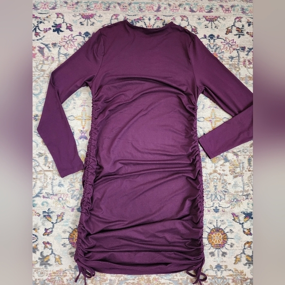 Forever 21 Women's Plum Lg Sleeve Adjustable Lenght Side Gathering Dress, sz 1XL - Picture 3 of 9